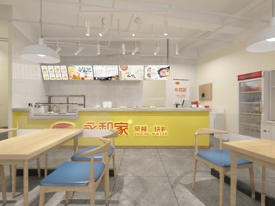 现代快餐早餐店3D模型下载